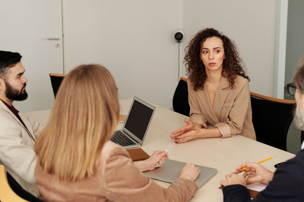 Leadership team in a collaborative strategy meeting